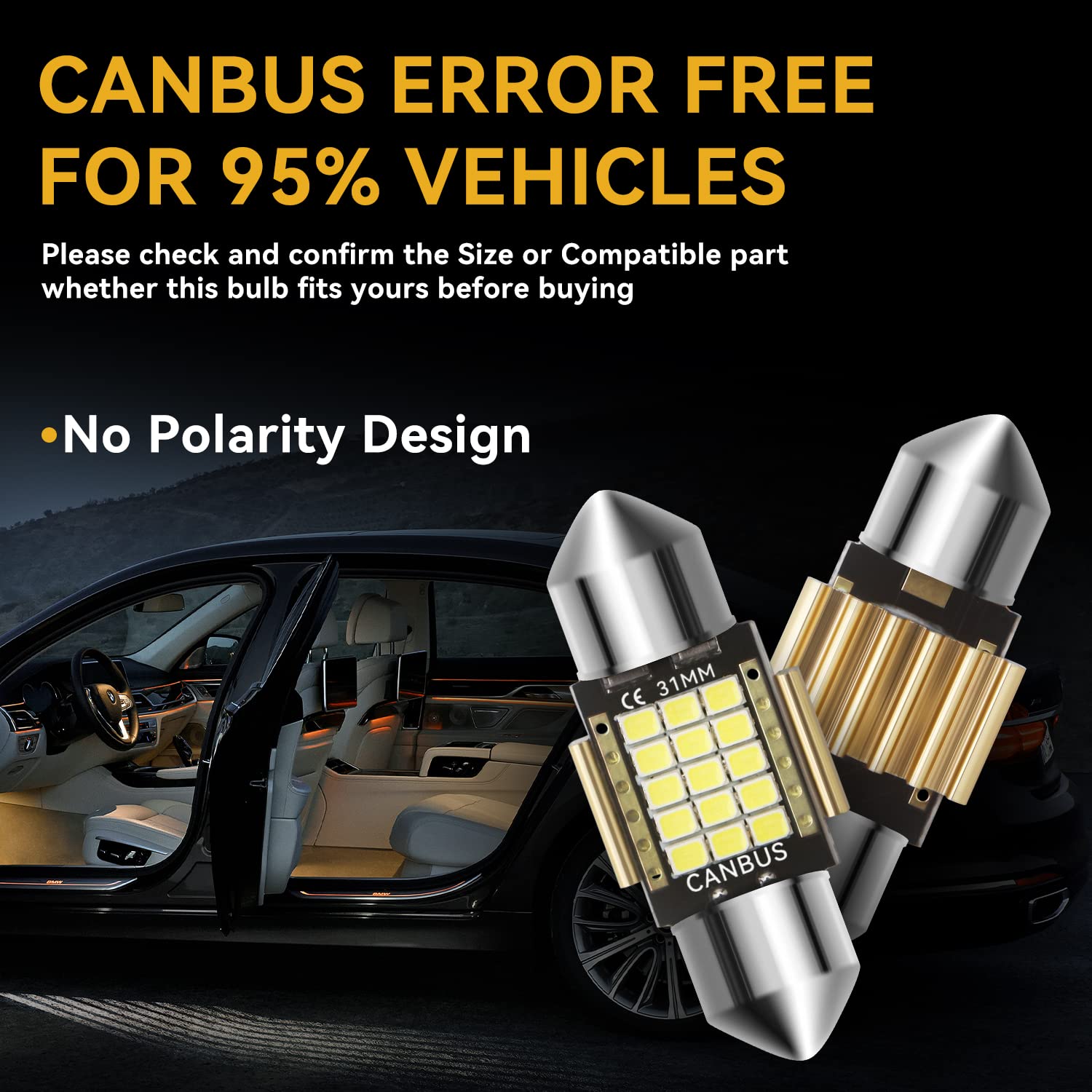 C5w LED 31 mm - Bombilla para pared (6 unidades, 24 SMD, C5 W, LED para coche, interior, para matrícula de coche, tarjeta interior, para lectura)
