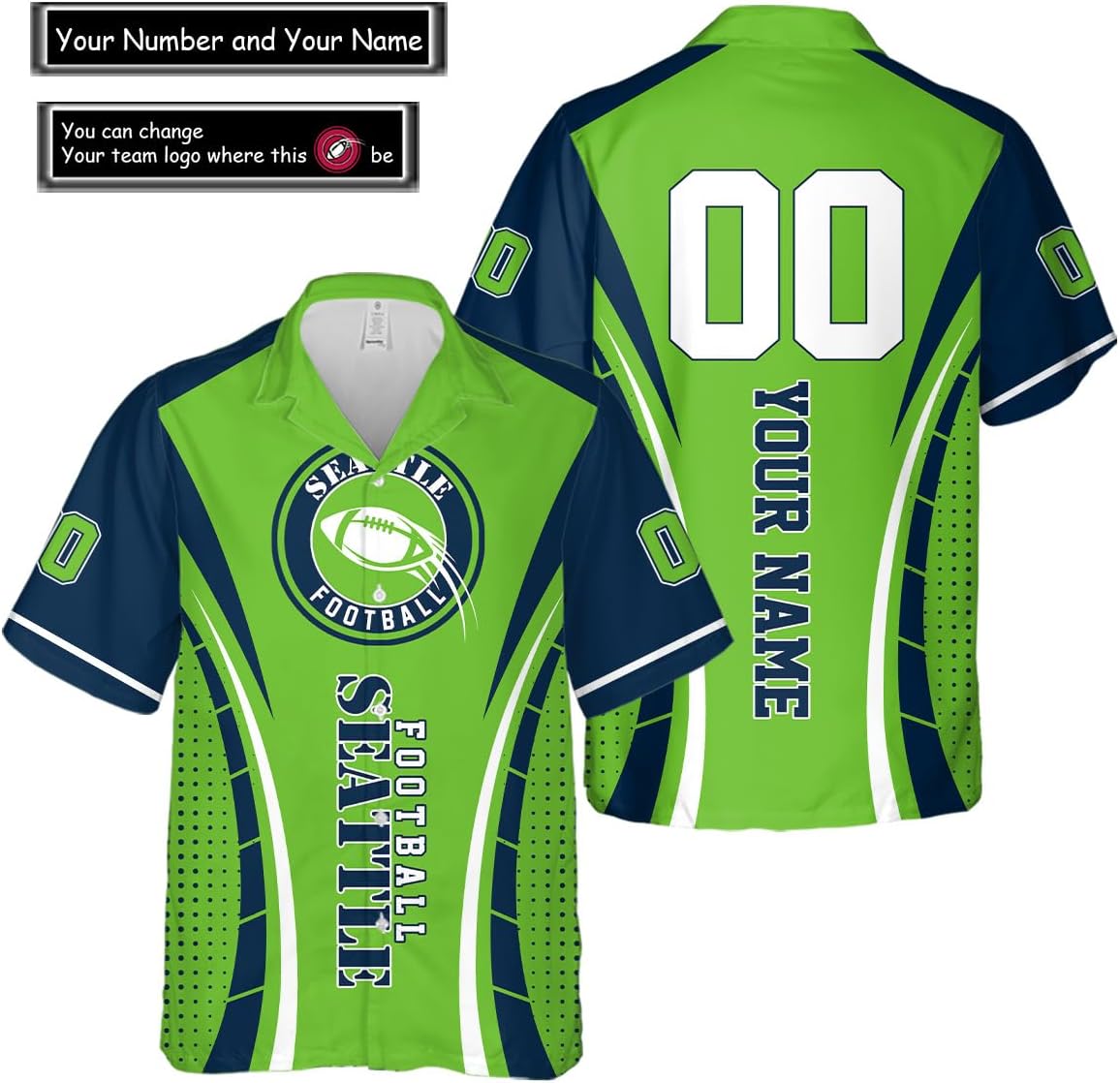 Personalized Seattle Football Team Seahawks Hawaiian Shirts for Men, Gift for Fan