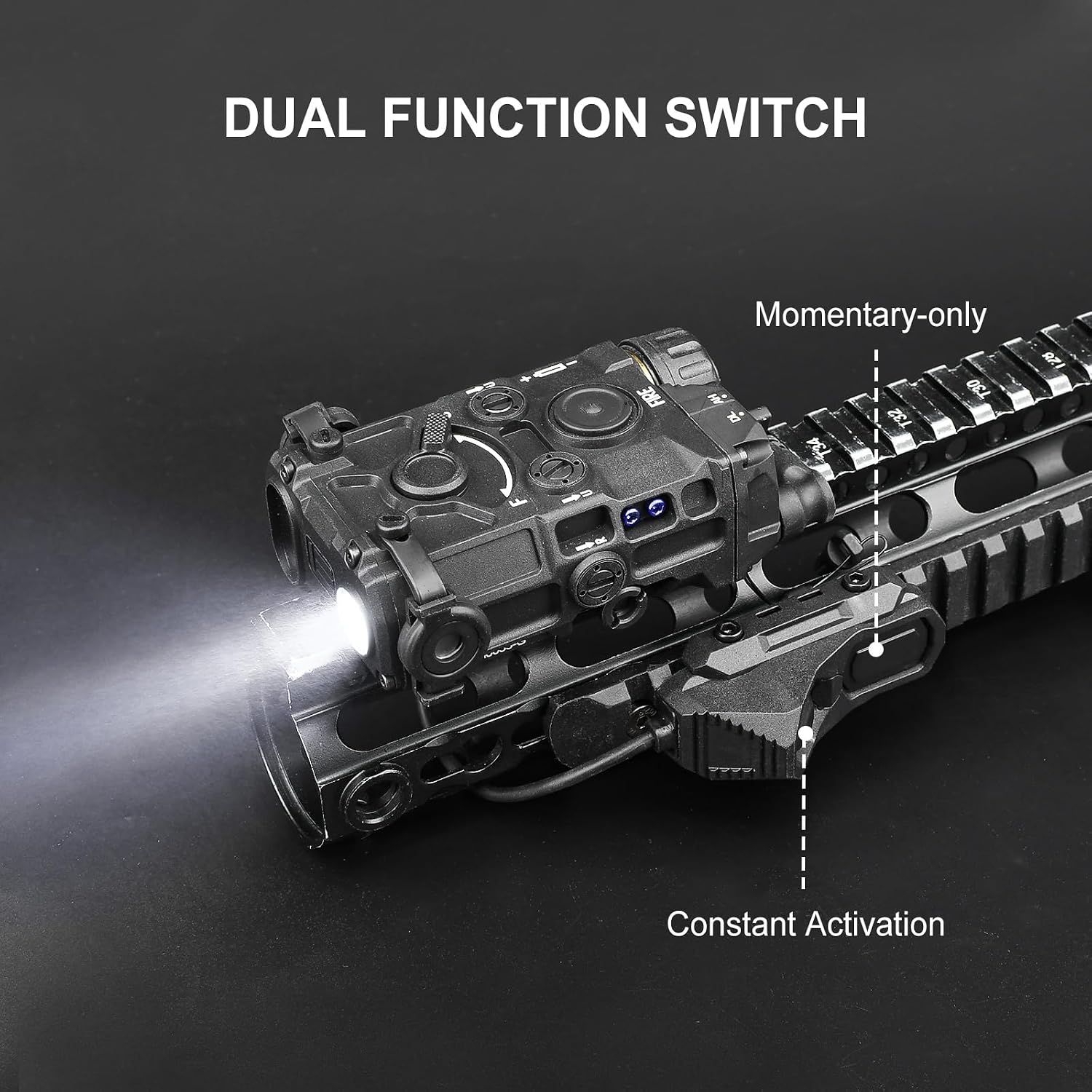 Tactical Dual Button Remote Activation Crane Plug Pressure Switch for DBAL PEQ PEQ15 Weapon Lights,Fit for Mlok & Keymod 20mm Picatinny Rail