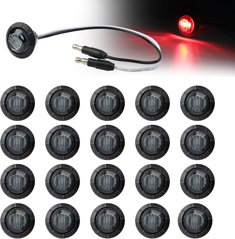 Luzes laterais LED vermelhas com lente fumê Ledvillage 3/4" para veículos 12 V – 20 unidades