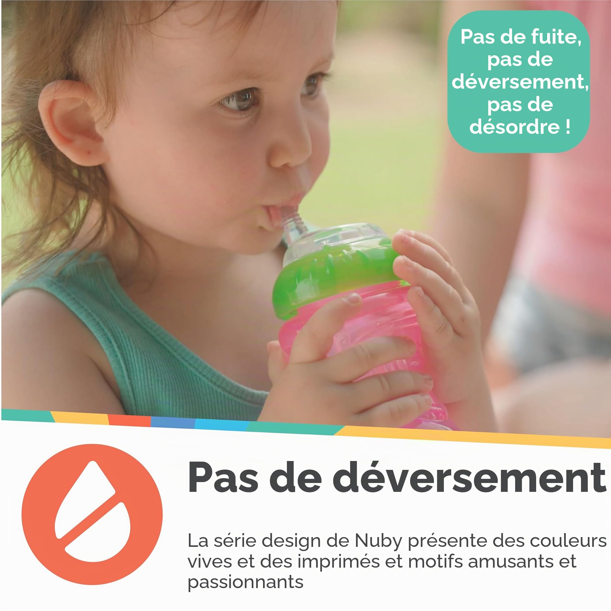 Nuby Tasse anti-fuite avec Paille Flexible | 300ml | 3 pack | 12+ Mois