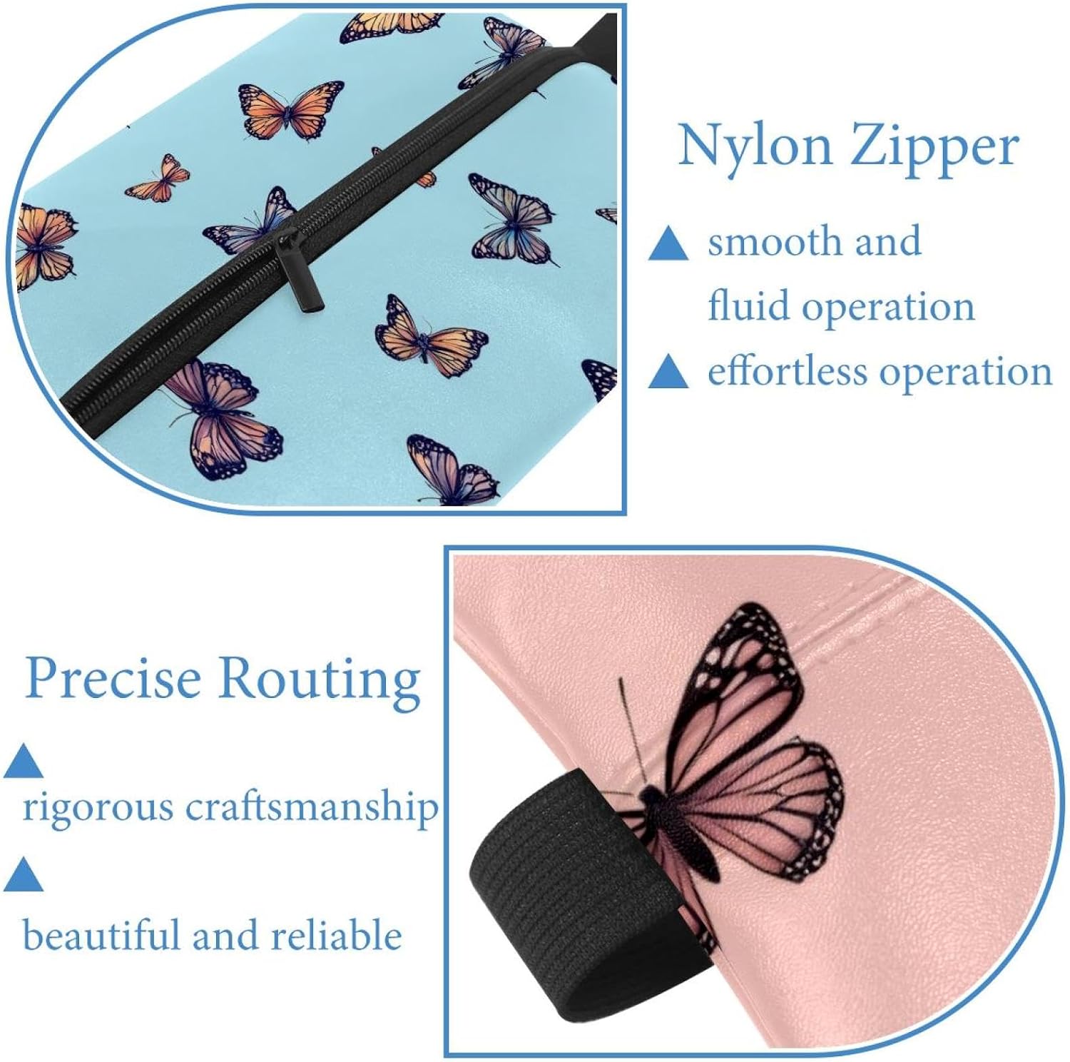 2 Pieces Tissues Purse Pocket Car Tissue Box Holder, Reusable Travel Car Visor Tissue Pouch Zipper Tissue Case for Vehicle Paper Storage (Blue Background Butterflies) image 5