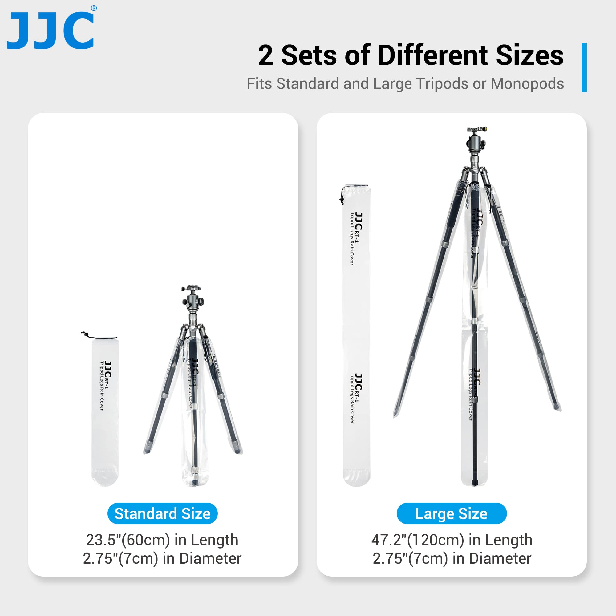 JJC Lot de 6 housses de protection pour trépied - Anti-pluie, eau, neige et boue - Convient pour une longueur de 120 cm et 60 cm - Facile à installer et à ranger - Matériau double couche - Convient