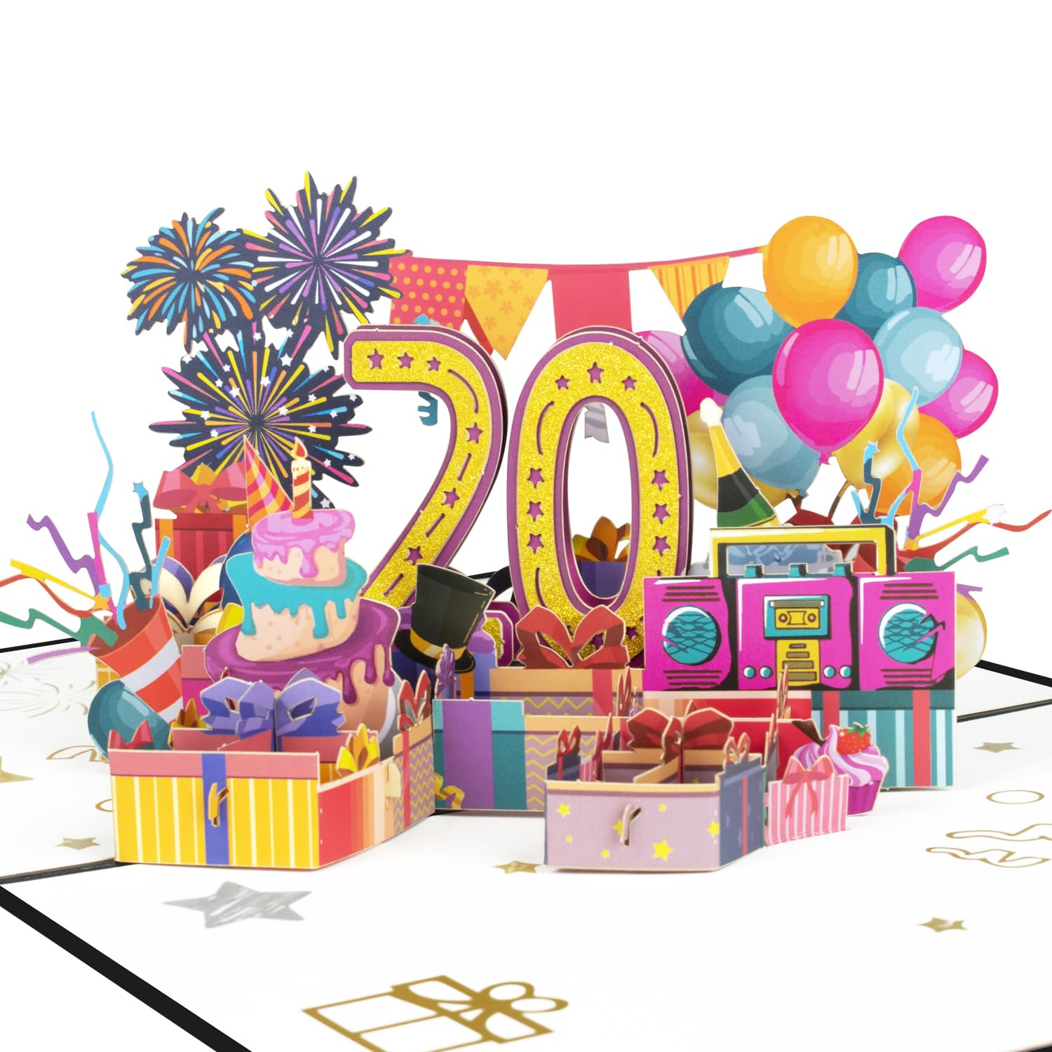 Magic Ants 20. Geburtstagskarte Pop Up Karte mit Umschlag für Jungen Mädchen Tochter Sohn Freundin Freunde Familie