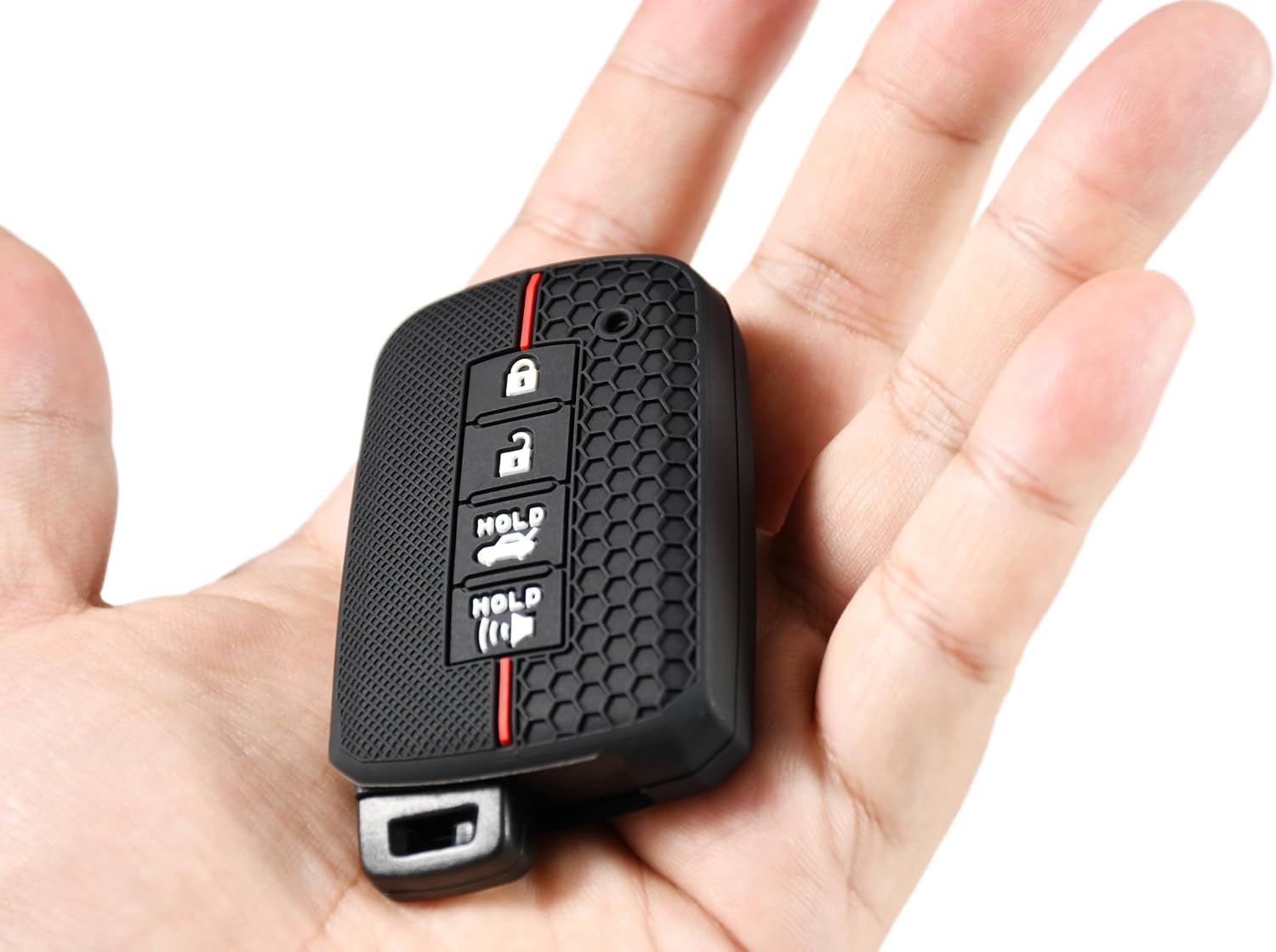 Sporty Hexagonal Key Fob Cover, Premium Odorless Premium Fadeless & Durable Silicone Anti-Slip Key Case Protector Toyota Camry Corolla Highlander RAV4 Sequoia 2013-2020 image 3
