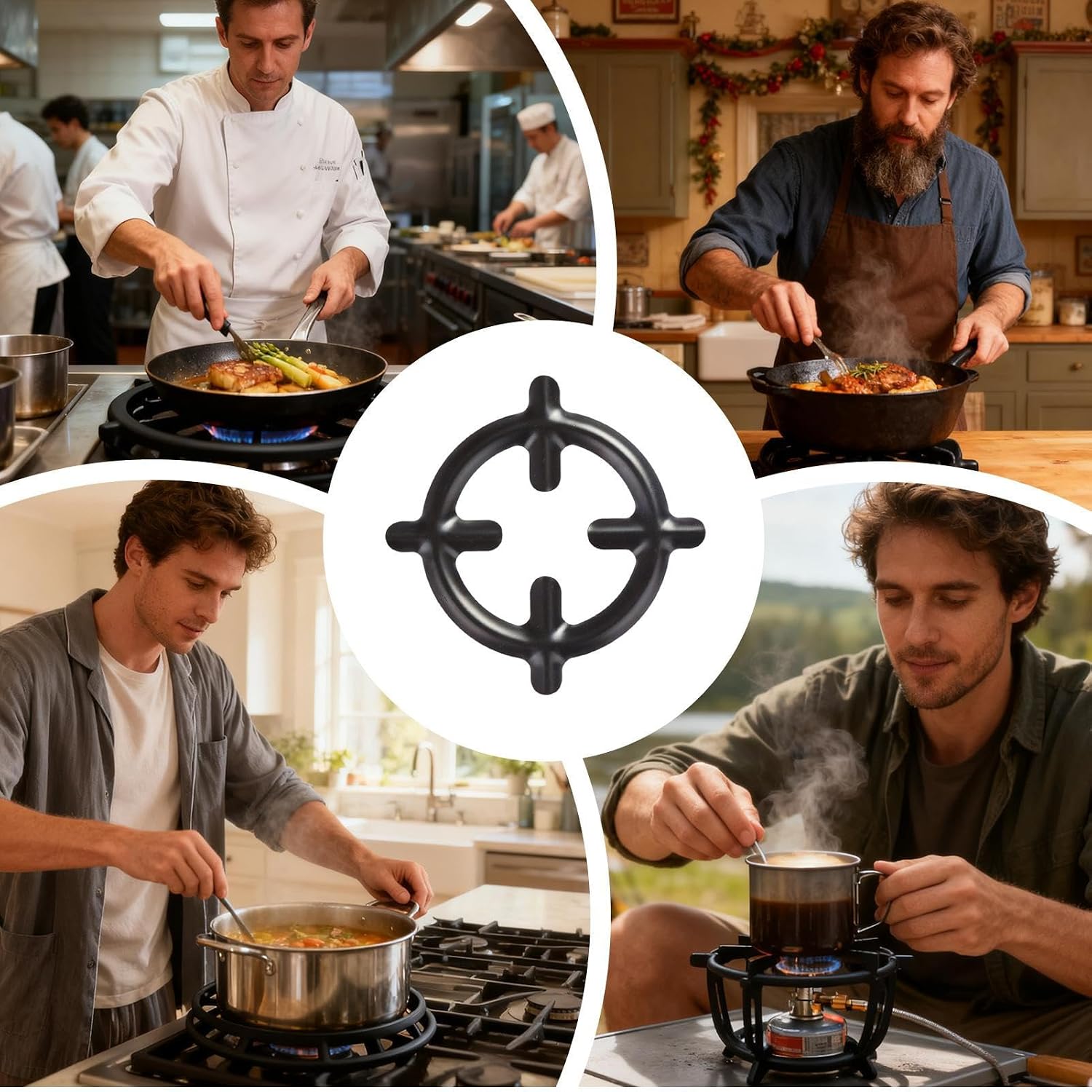 Burner Rests - Hob Stands, Thermal Protection Rings with Anti-Skid Base for Kitchen Appliances, Metal Holders for Butter Melters, Saucepans and Domestic Cooktops and Home Food Preparation