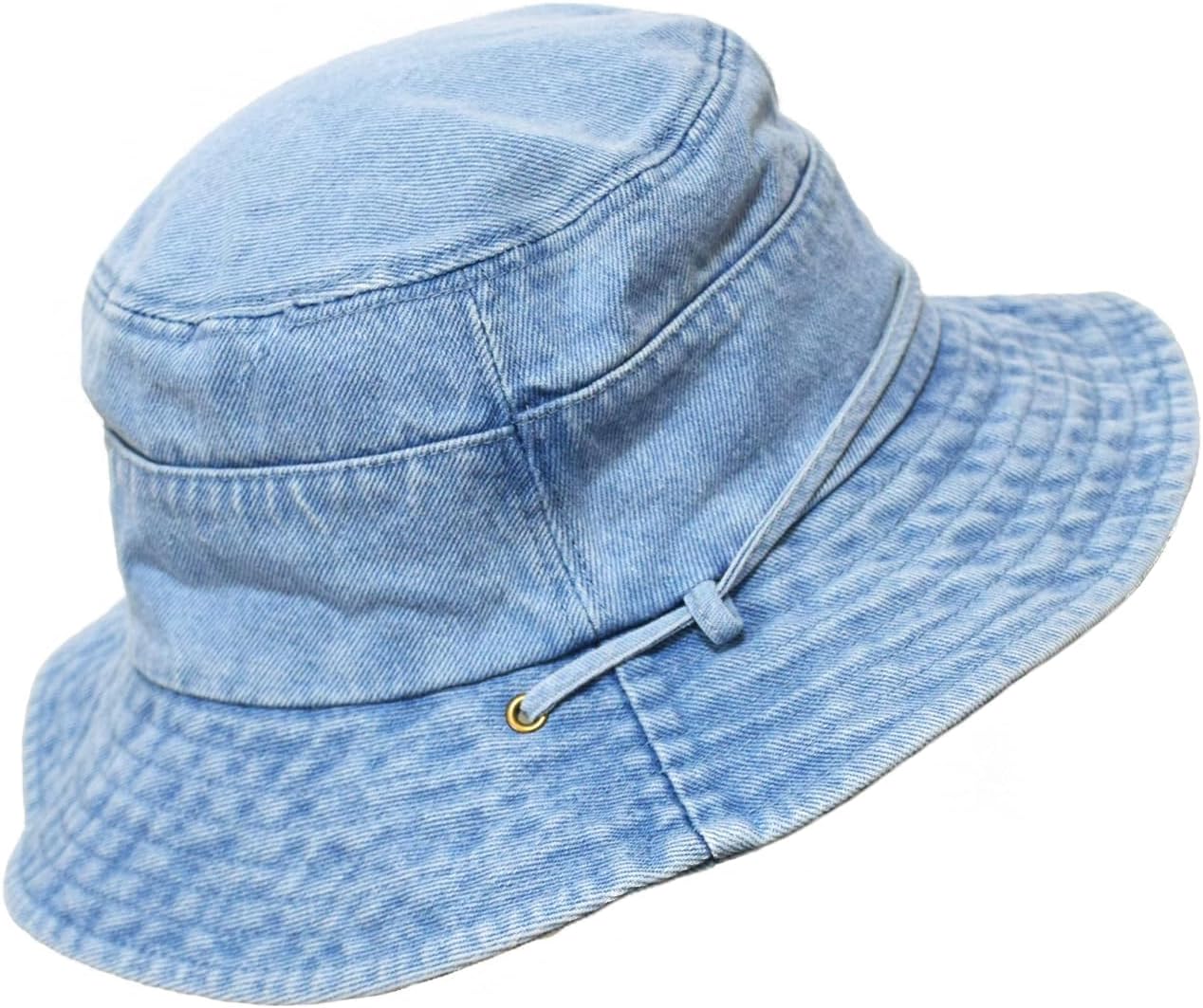 Bucket Hat for Women Men Wide Brim Sun Hat Packable Cotton Denim Summer Beach Travel Outdoor Fishing Cap