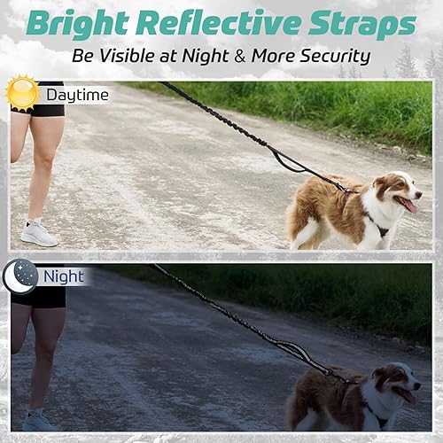 Miniatura 8 de rabbitgoo Correa táctica para perro, correa elástica de entrenamiento para perros con absorción de golpes, correa militar negra para perros con 2