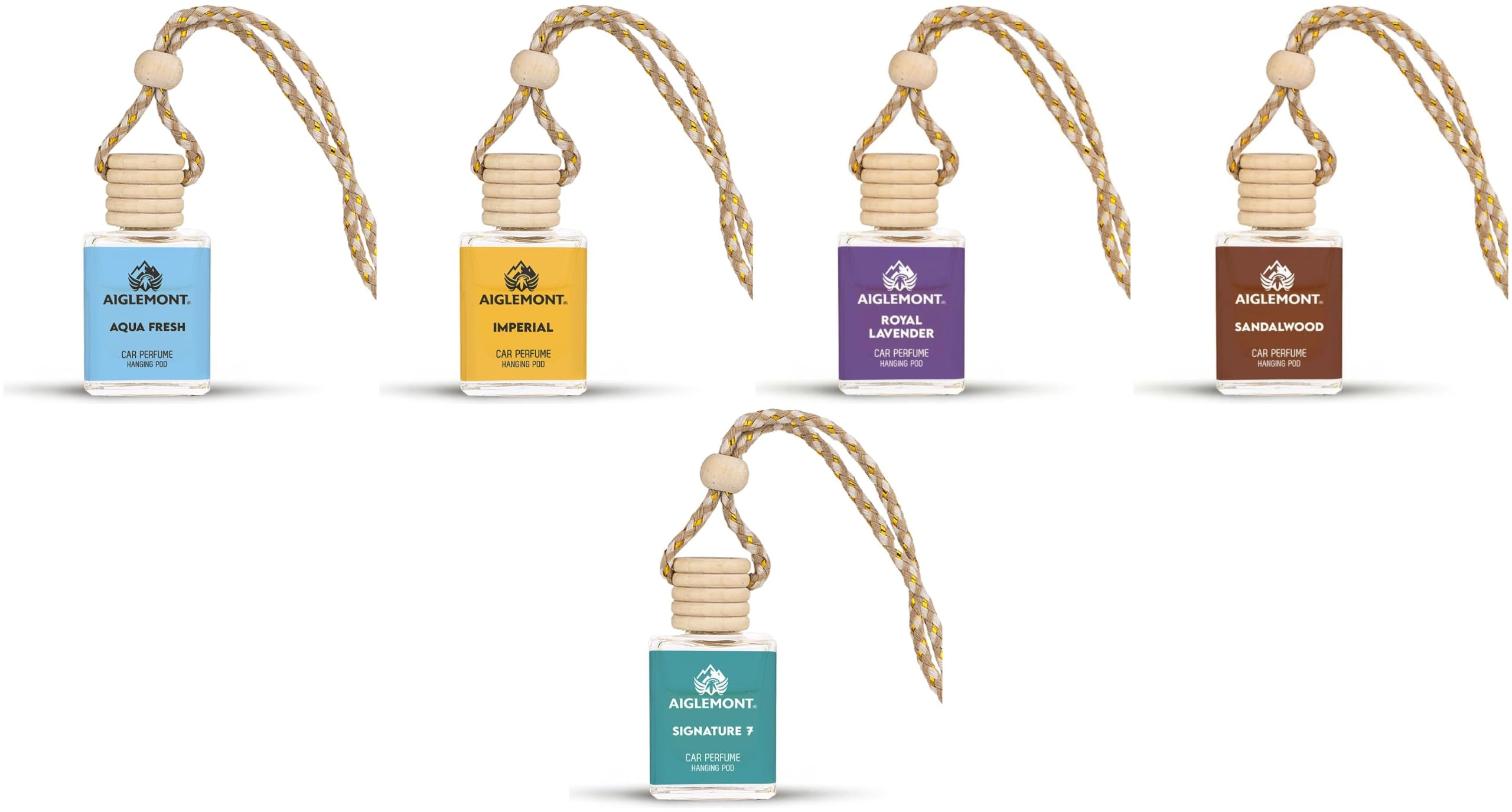 Car Perfumes combos | Aqua Fresh+ Imperial + Royal Lavender+ Sandalwood+ Signature 7 Scent| Combo of 5 | 10 ml Each-image-37