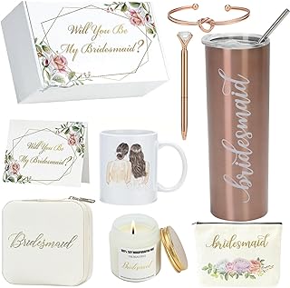 Bridesmaid Proposal Gifts - Will You Be My Bridesmaid Gift Box,20oz Wine Tumbler Gift Set,Wedding Engagement Bachelorette Party Gifts for Bridesmaids, Maid of Honor