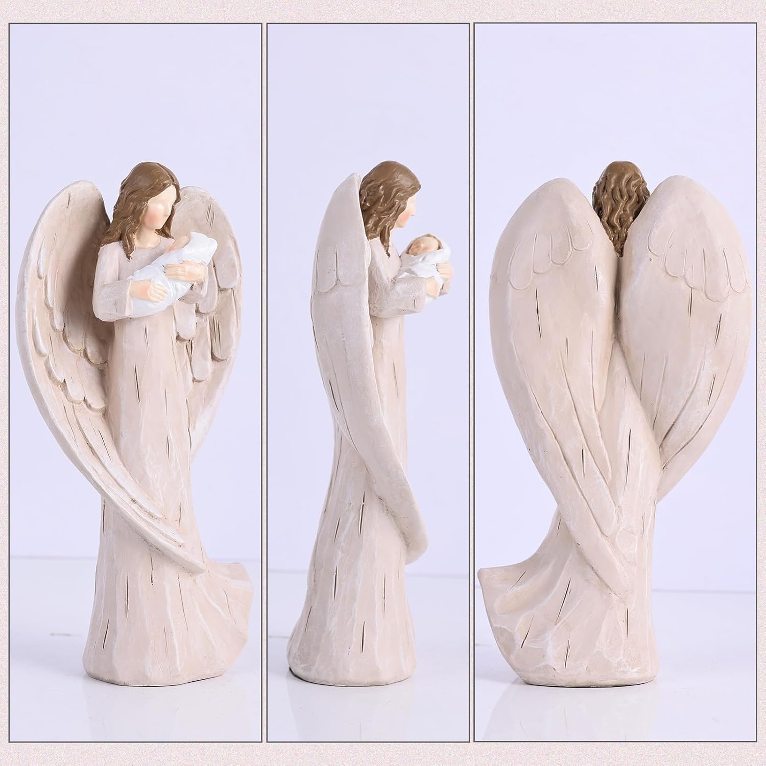 Guardian Angel Statue - Holding Baby Angel Figurines,Angel's Embrace - for New Mom, Baptism, or Miscarriage Gifts,Hand-Painted Resin Memorial Figure,Sympathy Angel Figurine,Godmother Keepsake - Image 4