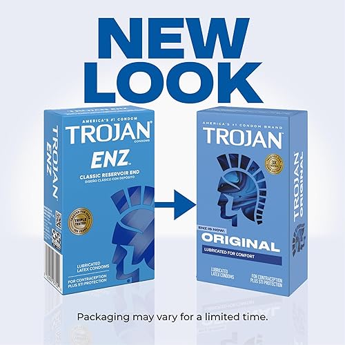 Vista 2 de TROJAN Preservativos Lubricados ENZ, Preservativos de Látex para Anticoncepción y Protección contra ITS, el Condón Número Uno de América, Paquete
