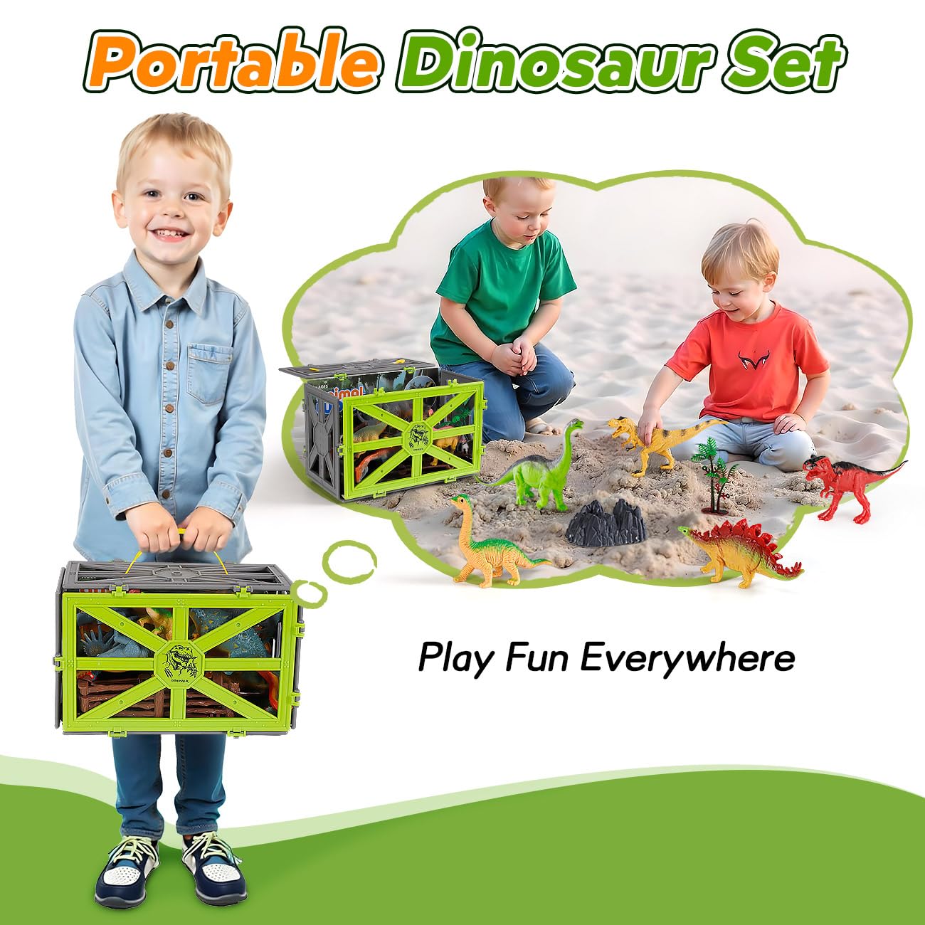 Juguetes de dinosaurio para niños de 3 a 5 años, figuras realistas de dinosaurio de plástico con jaula de almacenamiento para niños de 5 a 7 años, juguetes de dinosaurio, regalos de cumpleaños para