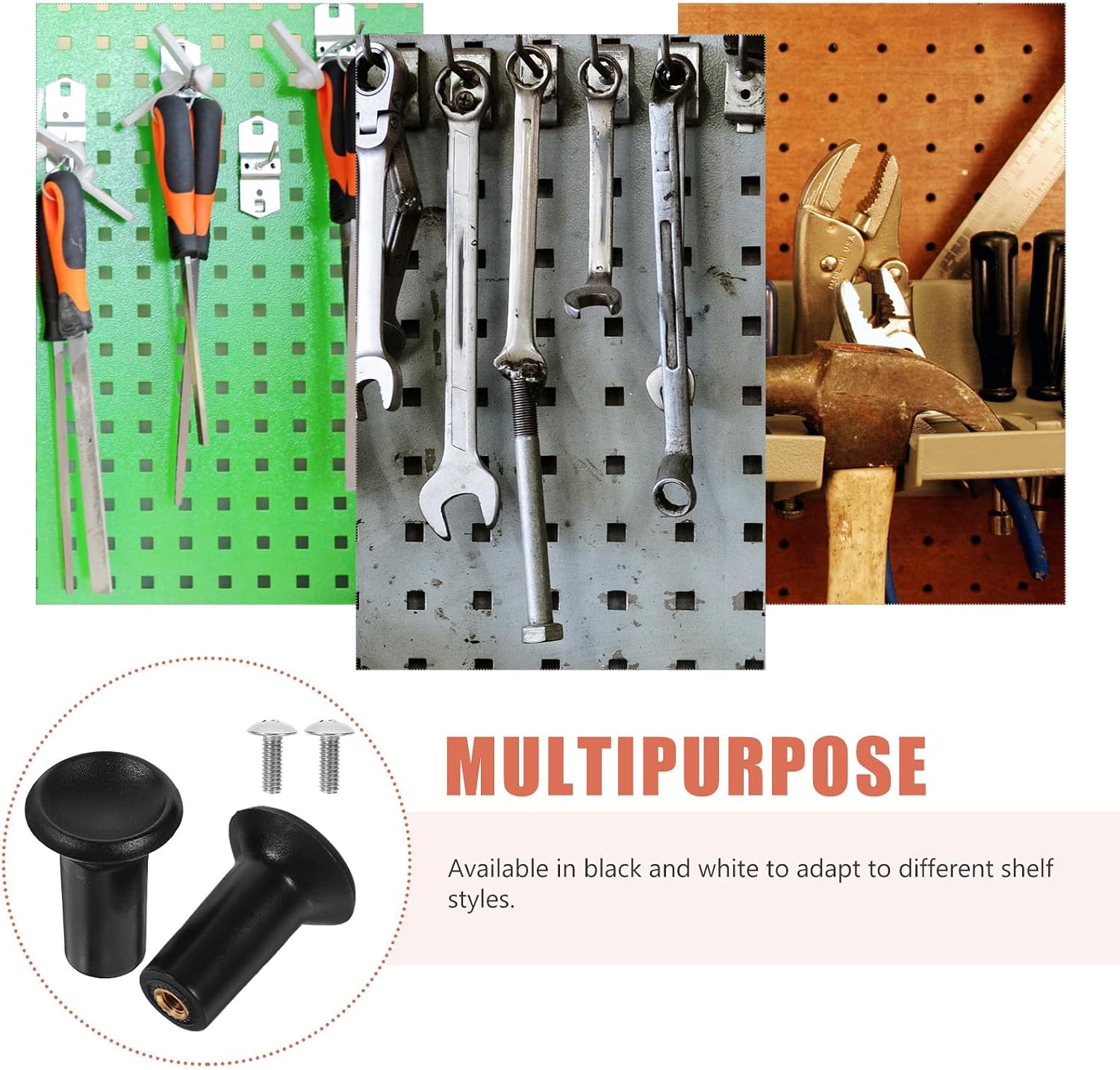 2pcs Compact Dark Pegboard Hooks for Tool Storage Utility Pegboard Hangers Compatible with Garage for Organizing Keys and Tools
