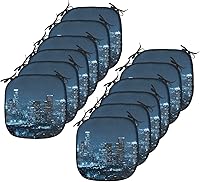 Vista 25 de Lunarable USA Chair Cushion Pad, American Cities Skylines Metropolis Architecture Sketch Style Hand Drawn Art Print, Seat Padding for Kitchen &