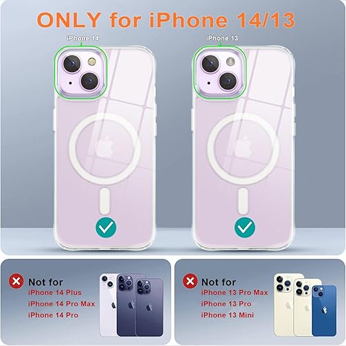Miniatura 2 de Funda compatible con iPhone 1413 compatible con Magsafe y protección de grado militar Funda delgada magnética transparente transparente para iPhone