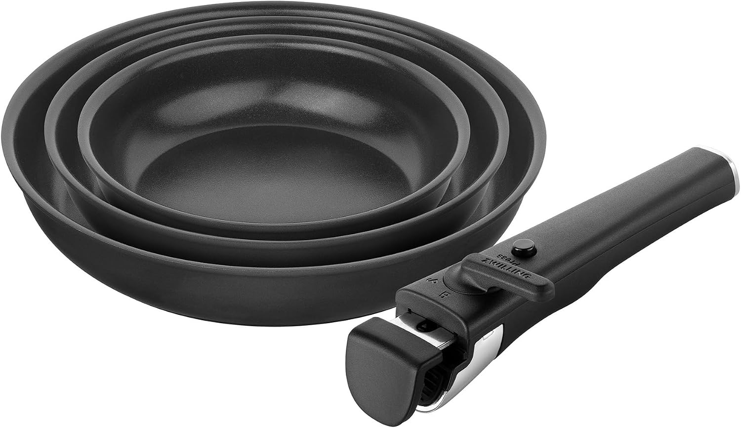 ZWILLING Unlock 4-częściowy zestaw patelni (20, 24, 28 cm + uchwyt) z powłoką ceramiczną, aluminium