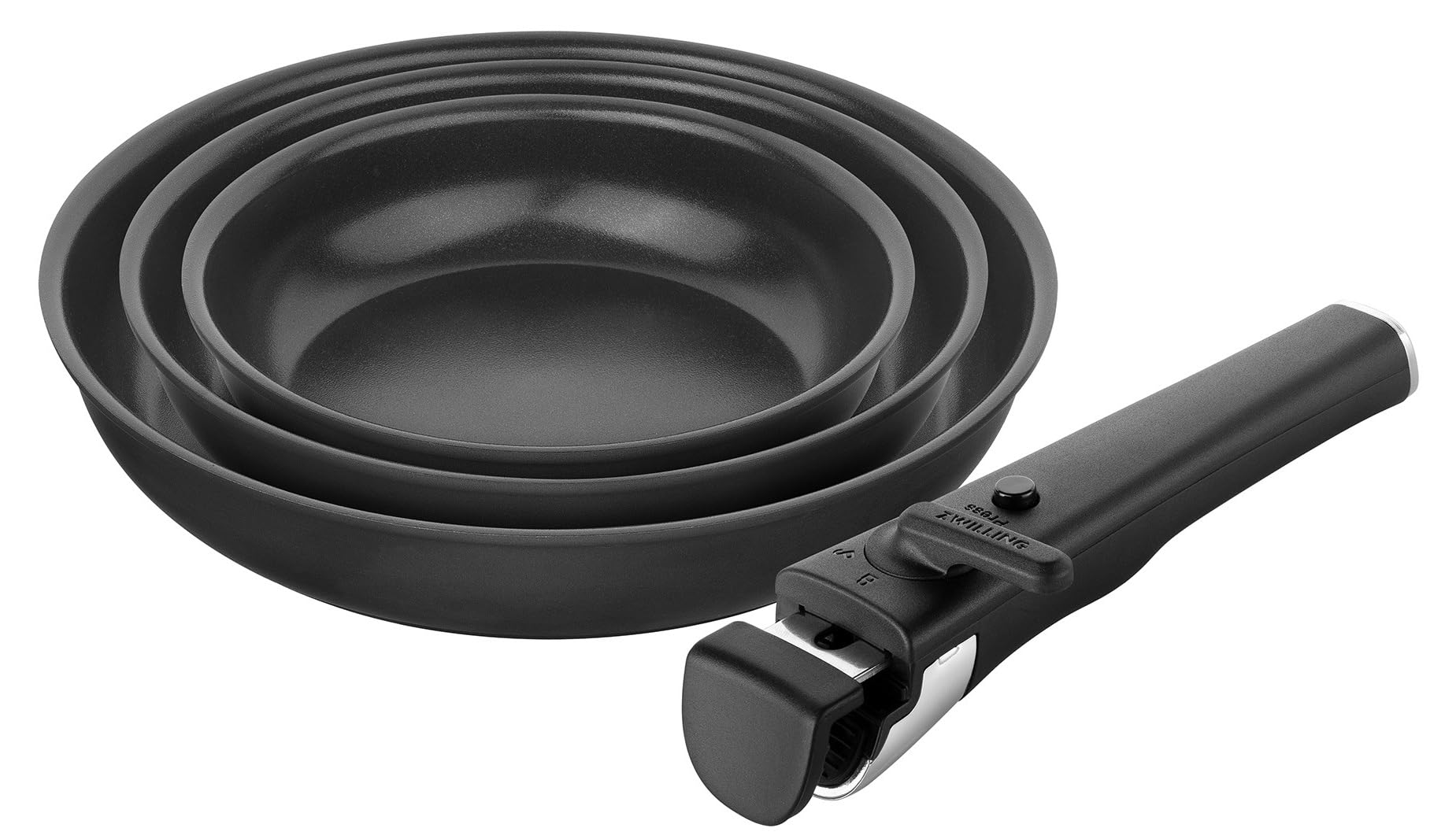ZWILLING Unlock Lot de 4 poêles à frire (20, 24, 28 cm + poignée) avec revêtement en céramique en aluminium