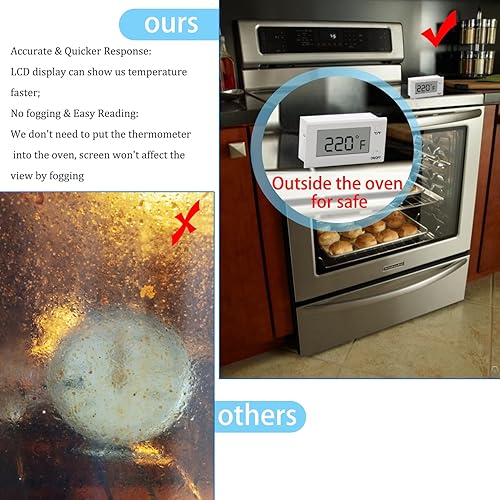 Vista 6 de Termómetro digital de horno con sonda Termómetro de carne para parrilla hasta 572°F/300°C, termómetro de horno para asado para accesorios de Blanco