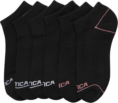 Miniatura 3 de Nautica Calcetines invisibles para mujer, paquete de 6 calcetines transpirables acolchados de corte bajo para mujer (tallas 4-10)