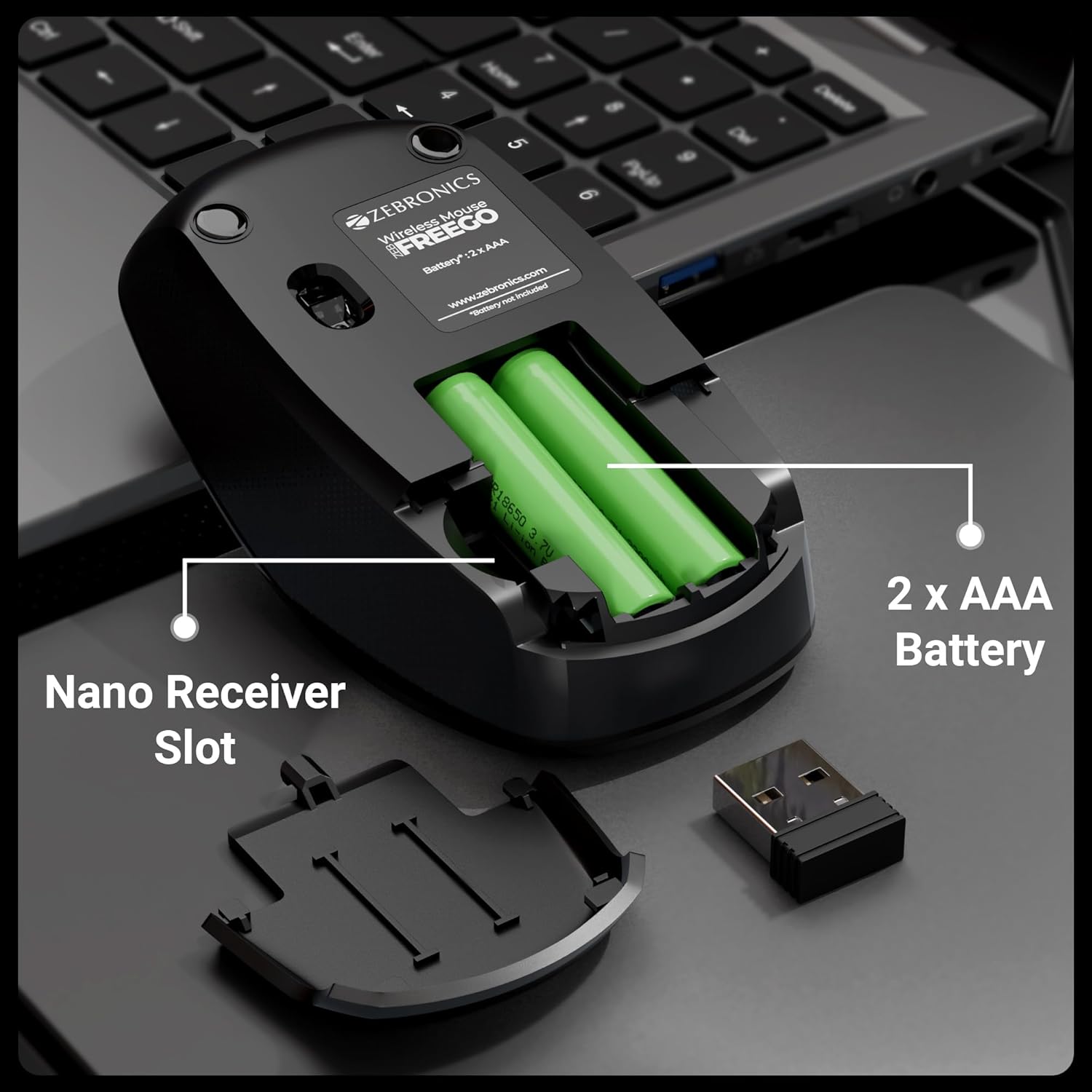 ZEBRONICS Wireless Mouse, 2.4GHz, 3200 DPI, 3 Buttons, Comfortable & Ergonomic, USB Nano Receiver, Power-Saving Mode, Works on Most Surfaces, for Mac | Laptop | Computer (Freego, Black) 17 71CMNR5SgmL. SL1500