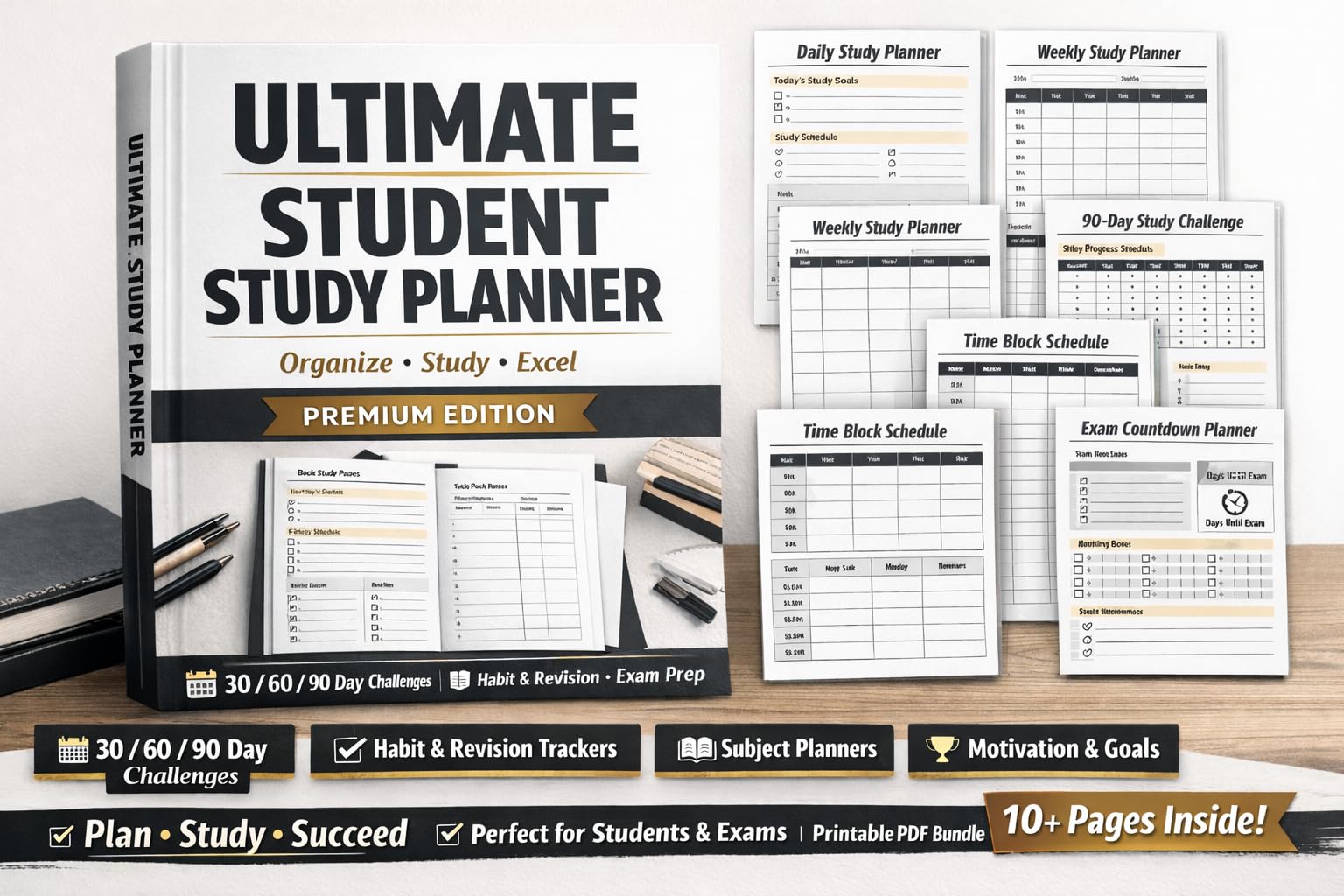 Ultimate Student Study Planner, Premium Edition, 10+ Printable Pages, Daily Weekly Monthly Planners, Exam Prep, Time Block Schedule, Habit Revision Tracker, PDF Bundle (DIGITAL DOWNLOAD)-picture-10