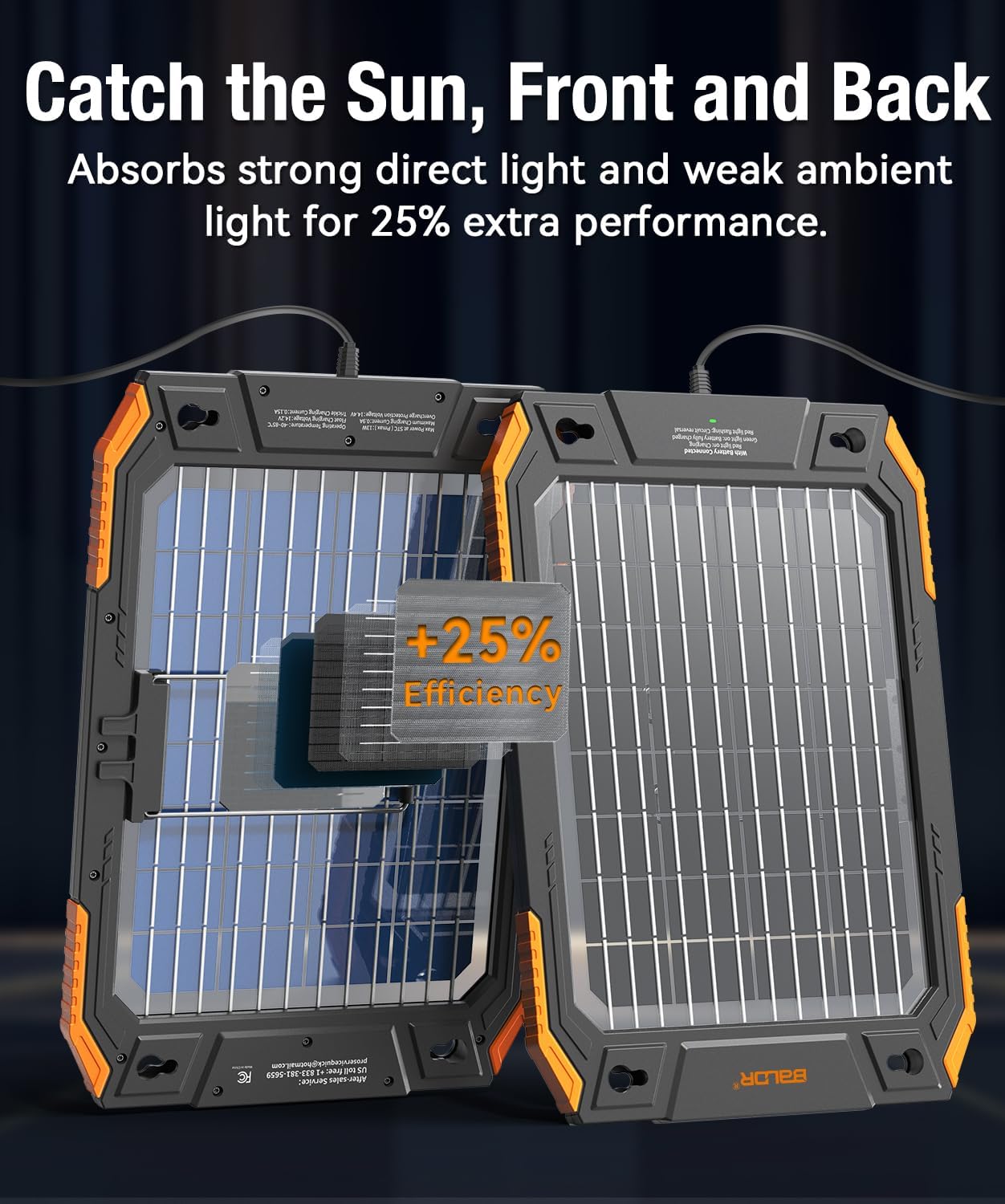 BALDR Upgraded 13W Solar Battery Trickle Charger Maintainer 12V Portable Waterproof Solar Panel Trickle Charging Kit for Car Automotive Boat Marine RV
