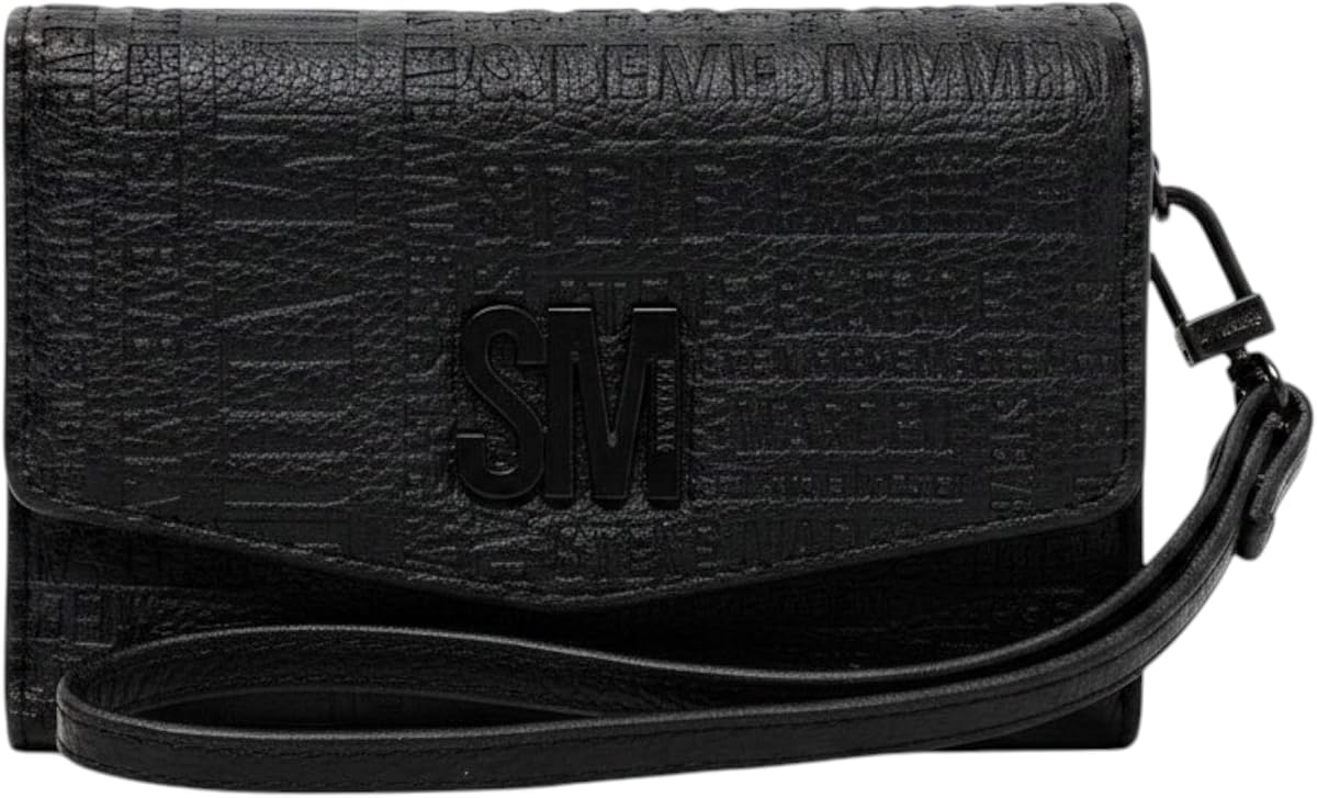 Steve Madden Women's Bbrett Wallet with Removable Strap, Black/Black
