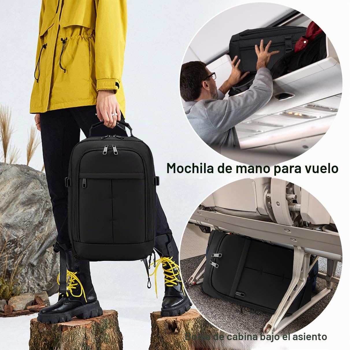 SPAHER Mochila Viaje Cabina Avion 40x30x15 British Airways Mochila Portatil 15,6" Hombre Grande Mochila Escolar Antirrobo Mujer Impermeable Maletas Equipaje de Mano 20L