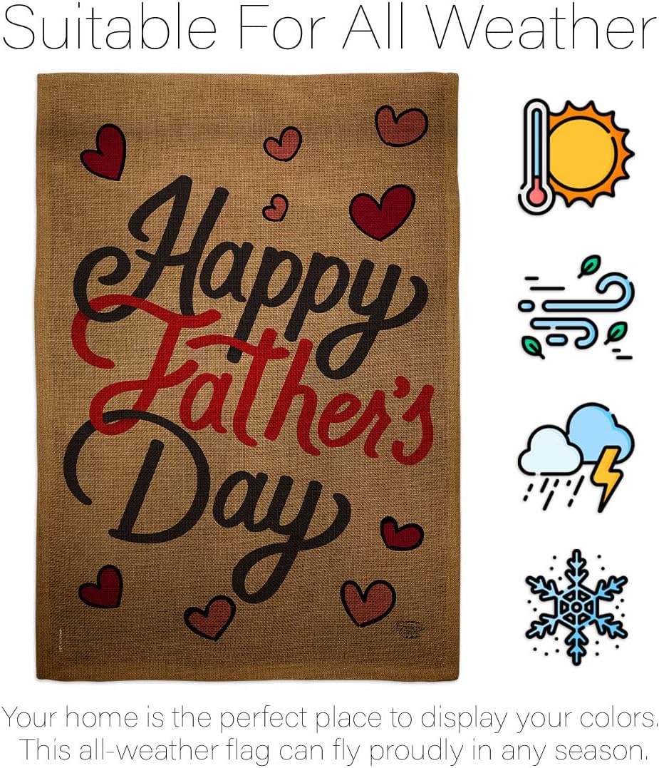 Happy Father's Day Family Dad Daddy Papa Grandpa Best Parent Sibling Relatives Grandparent House Decoration Banner Small Yard Gift Double-Sided, Garden Flag 13"x 18.5", Made In USA