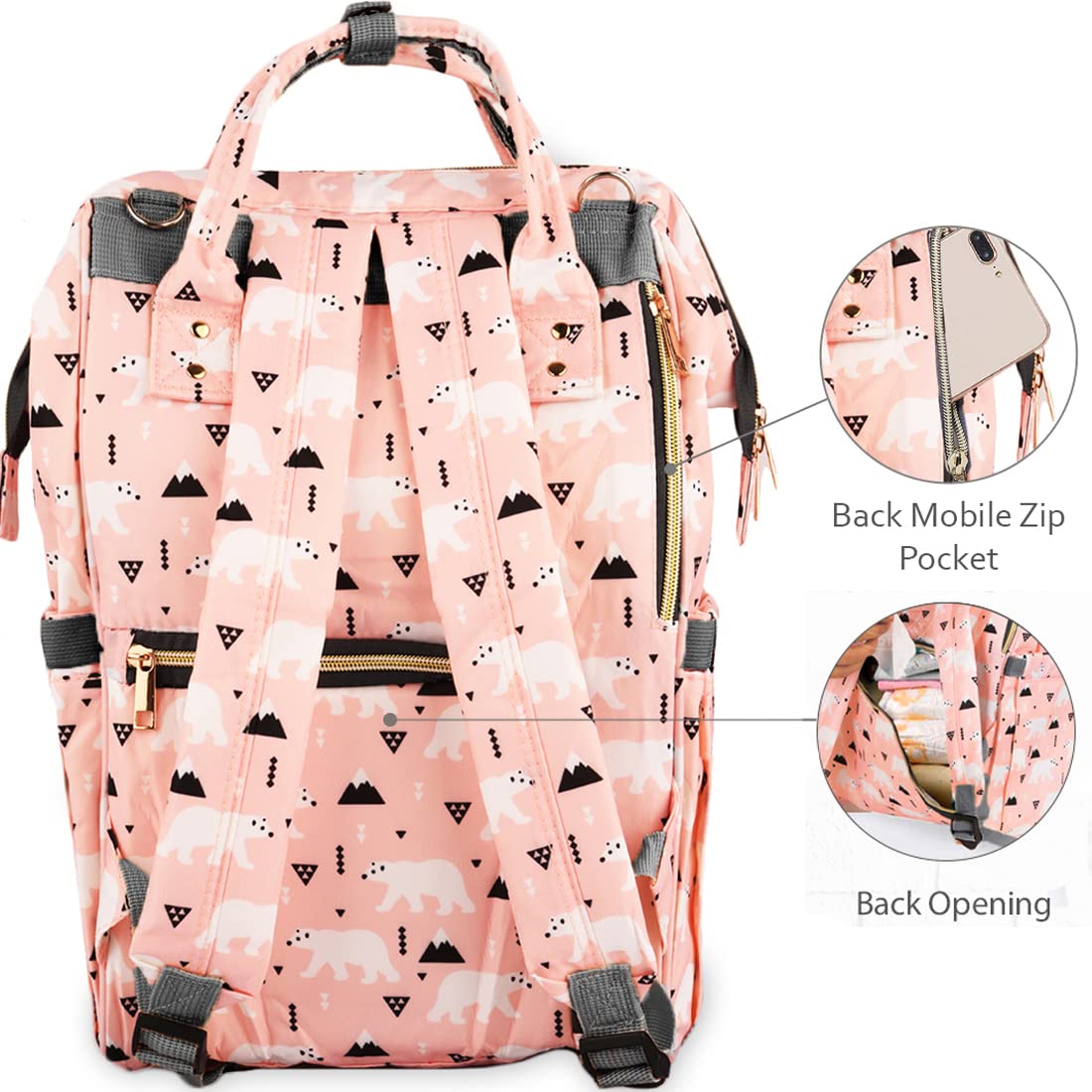 PACKNBUY Baby Diaper Bag for Mothers for Travel, Maternity Bag (Light Pink) 3