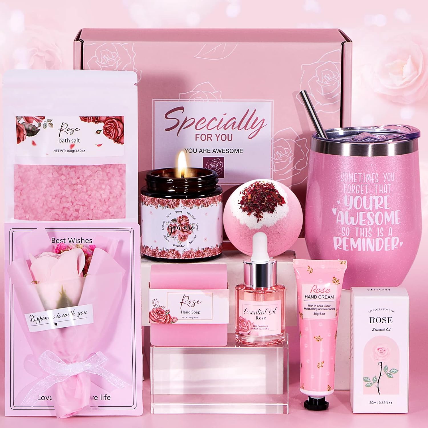 Birthday Gifts for Women,Rose Pamper Hampers for Her,Presents for Mom