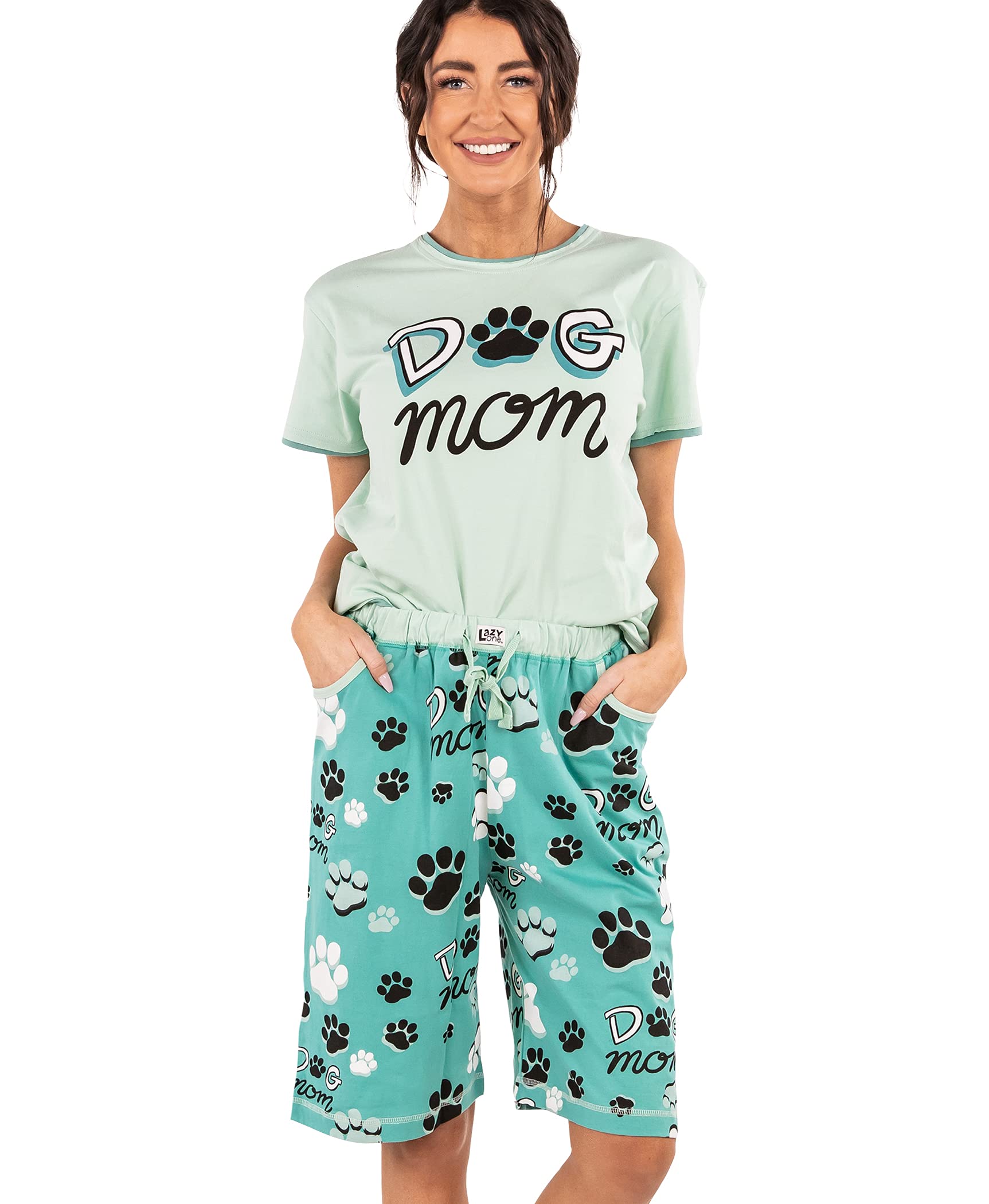 Lazy One Bermuda Short and T-Shirt Set, Cute Pajama Lounge Set for Women, Summer Loungewear