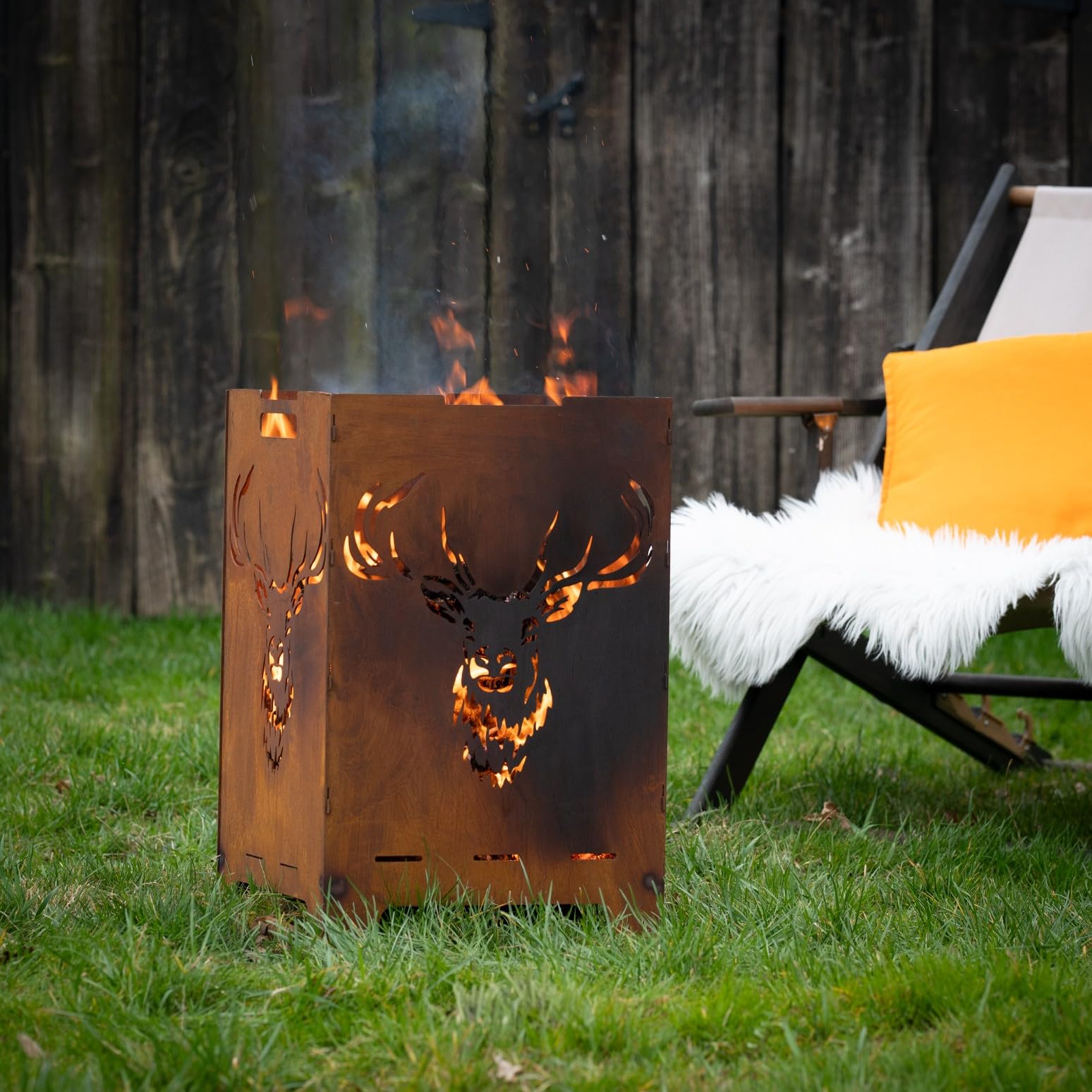 Kapaga - Tonneau de feu Foyer de Jardin en Acier corten - Ø 30cm x 37cm - Foyer Robuste Outdoor & Grill en Optique Rouille, Parfait pour Jardin & terrasse - Corbeille à feu (Rouille 1)