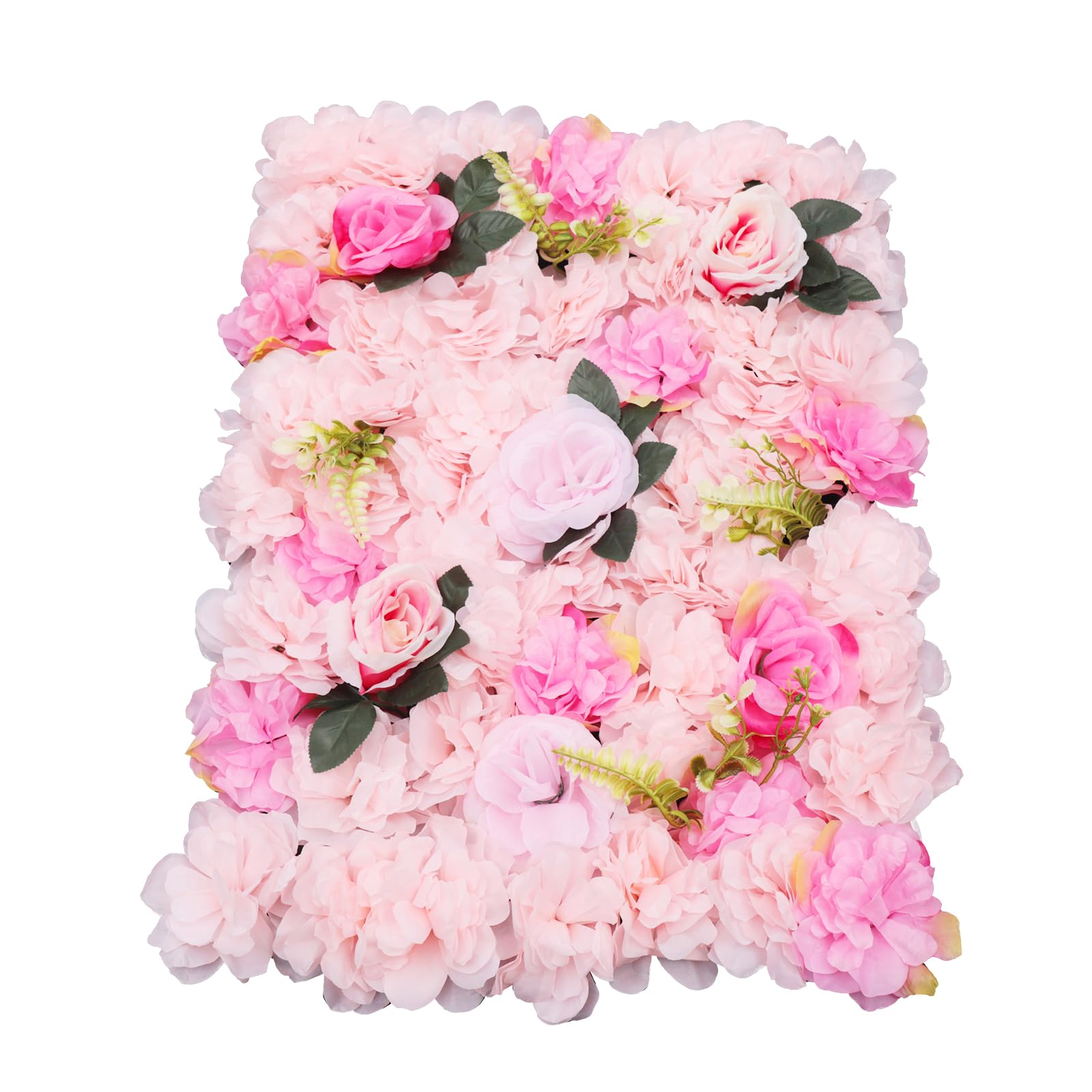 WooDerson 12 pannelli da parete 3D con fiori artificiali, 60 x 40 cm, in tessuto di seta e plastica, dalia + rose, pianta acquatica, rosa chiaro, rettangolare
