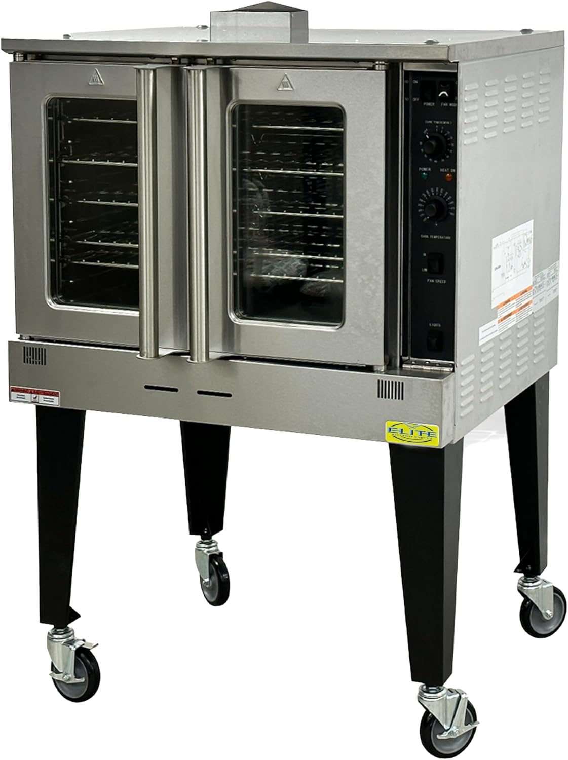 ETL Commercial Gas Convection Oven, 60,000 BTU, 5 Racks, 150-500°F Temperature Range, Stainless Steel, Wheels and legs not included HRCO-60K