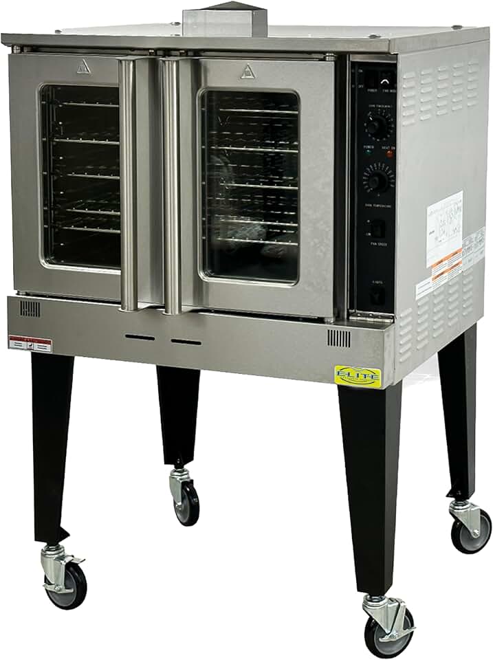 ETL Commercial Gas Convection Oven, 60,000 BTU, 5 Racks, 150-500°F Temperature Range, Stainless Steel, Wheels and legs not included HRCO-60K