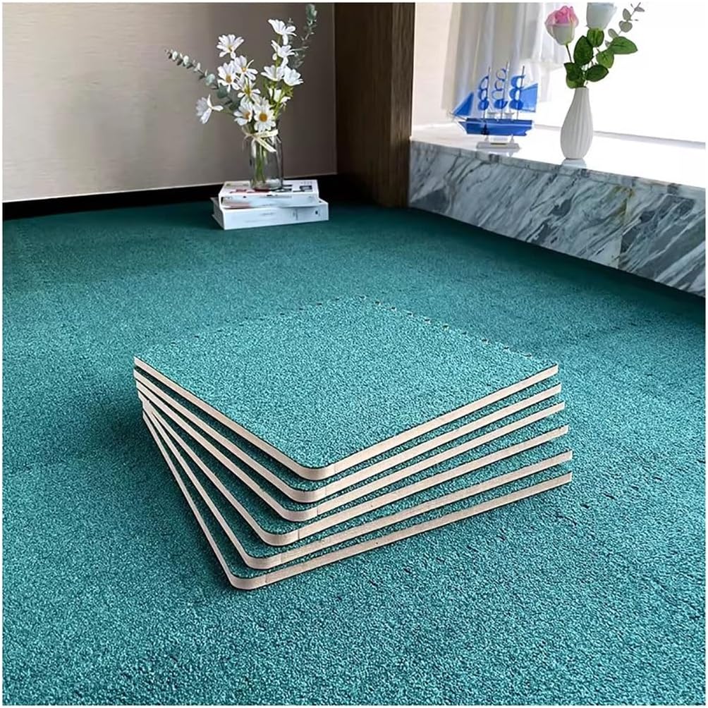 10pcs Plush Short-Pile Foam Floor Mat Soft Thin Fluffy Interlocking Square Foam Tiles Area Rugs Carpet for Parlor Bedroom Decoration(Green,40pcs)
