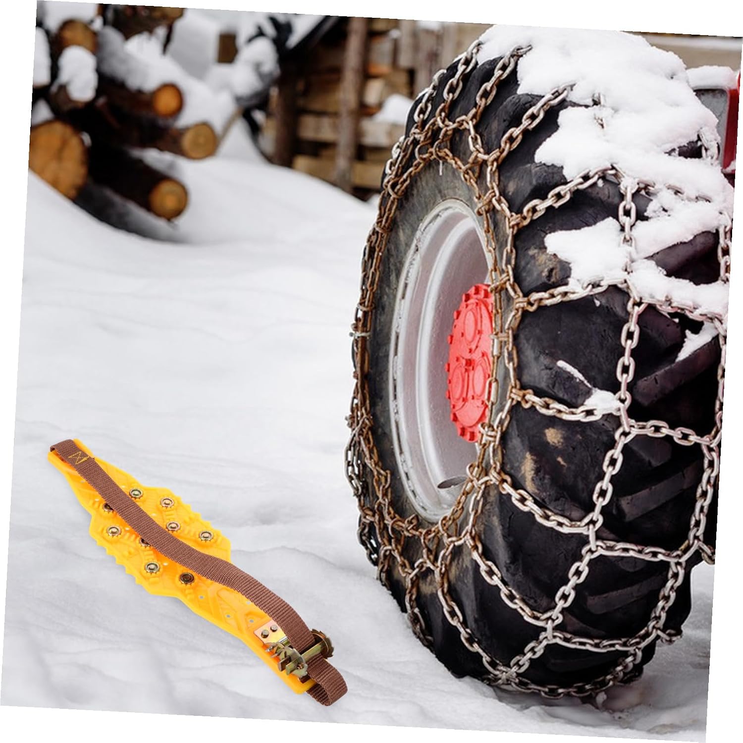 Yellow Truck Snow Tire Chains Anti-slip Track Design for Car Tires Emergency Use Quick Installation Compatible with SUV Offroad Vehicles and Passenger Cars