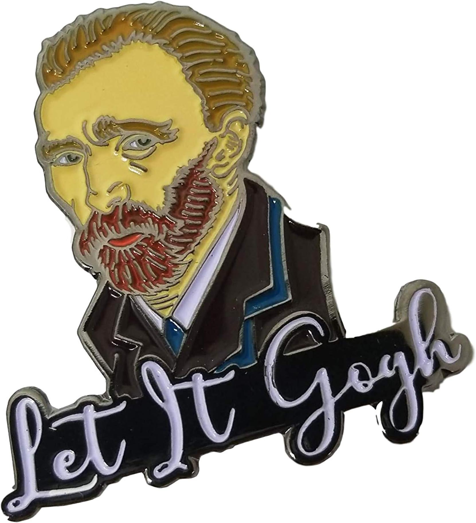 Van Gogh "Let It Gogh" Enamel Pin — Funny Art History Pun Lapel Pin for Backpacks, Hats & Jackets | Art Teacher Gift, Museum Lover, Student | 1.2 Inch Gold-Tone by Stickeroonie