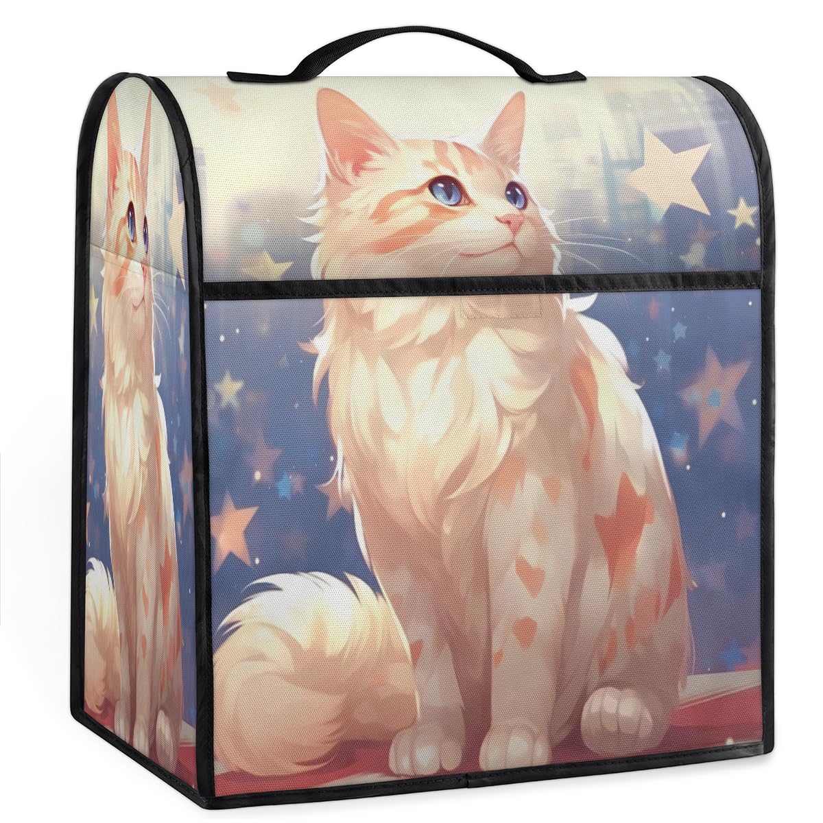 Coffee Maker Cover Cute Kawaii Cat Kitchen Appliance Covers Small Appliance Covers Blender Cover Juicer Cover Dust Covers for Kitchen Appliances with Top Handle and Pockets,Washable,C637
