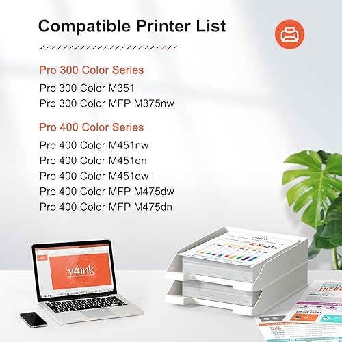 Miniatura 2 de v4ink Cartucho de tóner remanufacturado de repuesto para HP 305X 305A CE410X CE410A tinta negra de alto rendimiento para impresora HP Pro 400 MFP