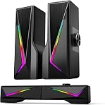 AOC Bluetooth 5.3 Haut-parleurs d'ordinateur Détachable Soundbar & Modes stéréo RGB Jeu PC Conférenciers USB Commande tactile motorisée 10W pour Ordinateur portable de bureau Monitor PS5 Commutateur Xbox