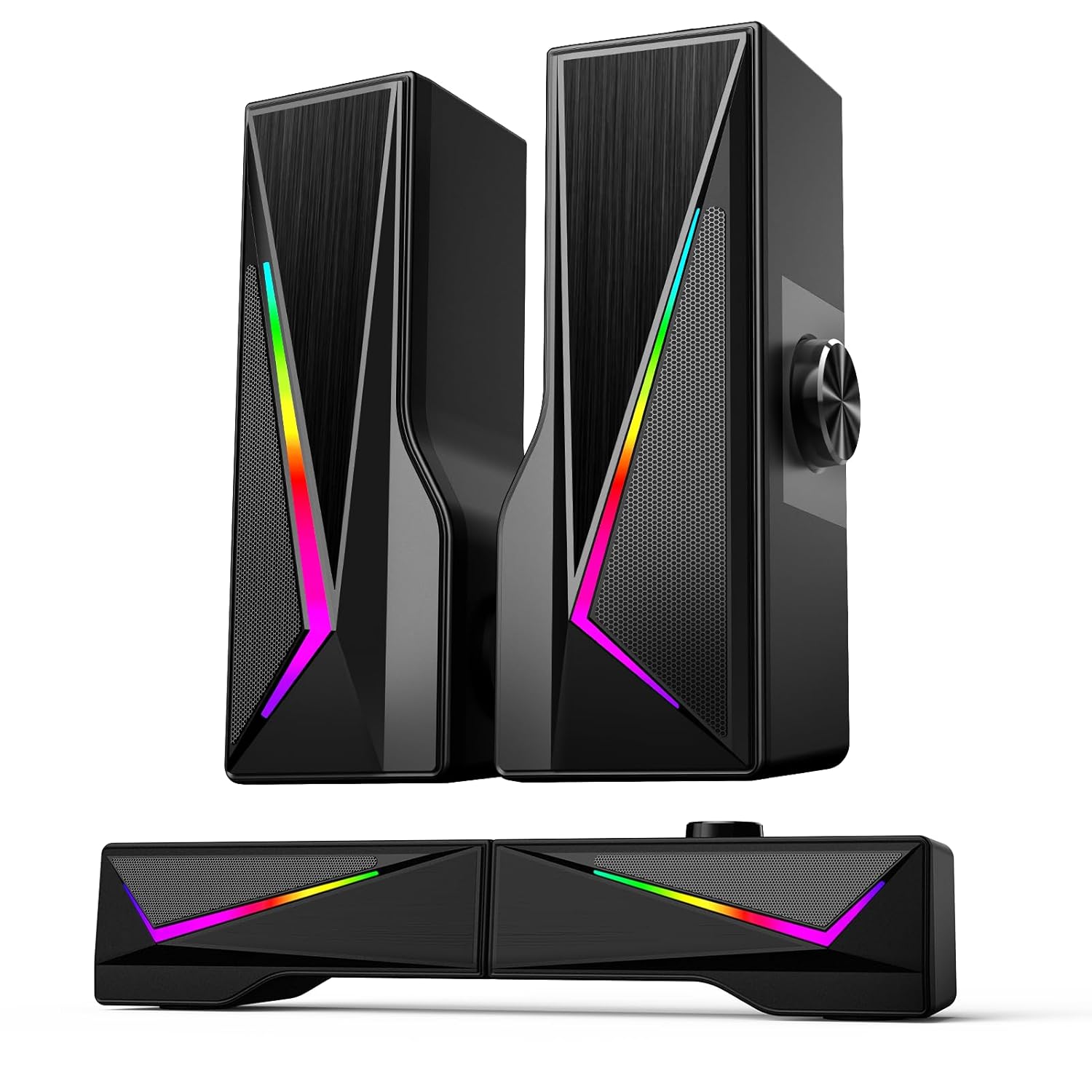 Computer Speakers for Desktop Bluetooth USB Input USB Powered Gaming Stereo Speakers for PC Laptop Monitor 6 Colorful