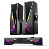 Computer Speakers for Desktop, Bluetooth & USB Input, USB Powered Gaming Stereo Speakers for PC Laptop Monitor, 6 Colorful RGB Modes, Detachable 2-in-1 Design (Package Only 2 Speaker)