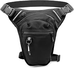 Sac de jambe de moto - Étanche - Avec sangle réglable - Pour la randonnée, le camping, l'escalade, l'équitation, la pêche (noir), Noir , 01