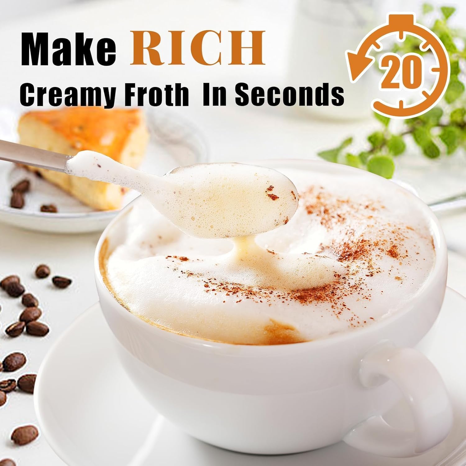 Milk Frother Handheld Rechargeable – Electric Matcha Whisk & Drink Mixer, Foam Maker for Latte, Cappuccino, Bulletproof Coffee, Portable Stainless Steel Frother for Home, Office & Travel. (Black)
