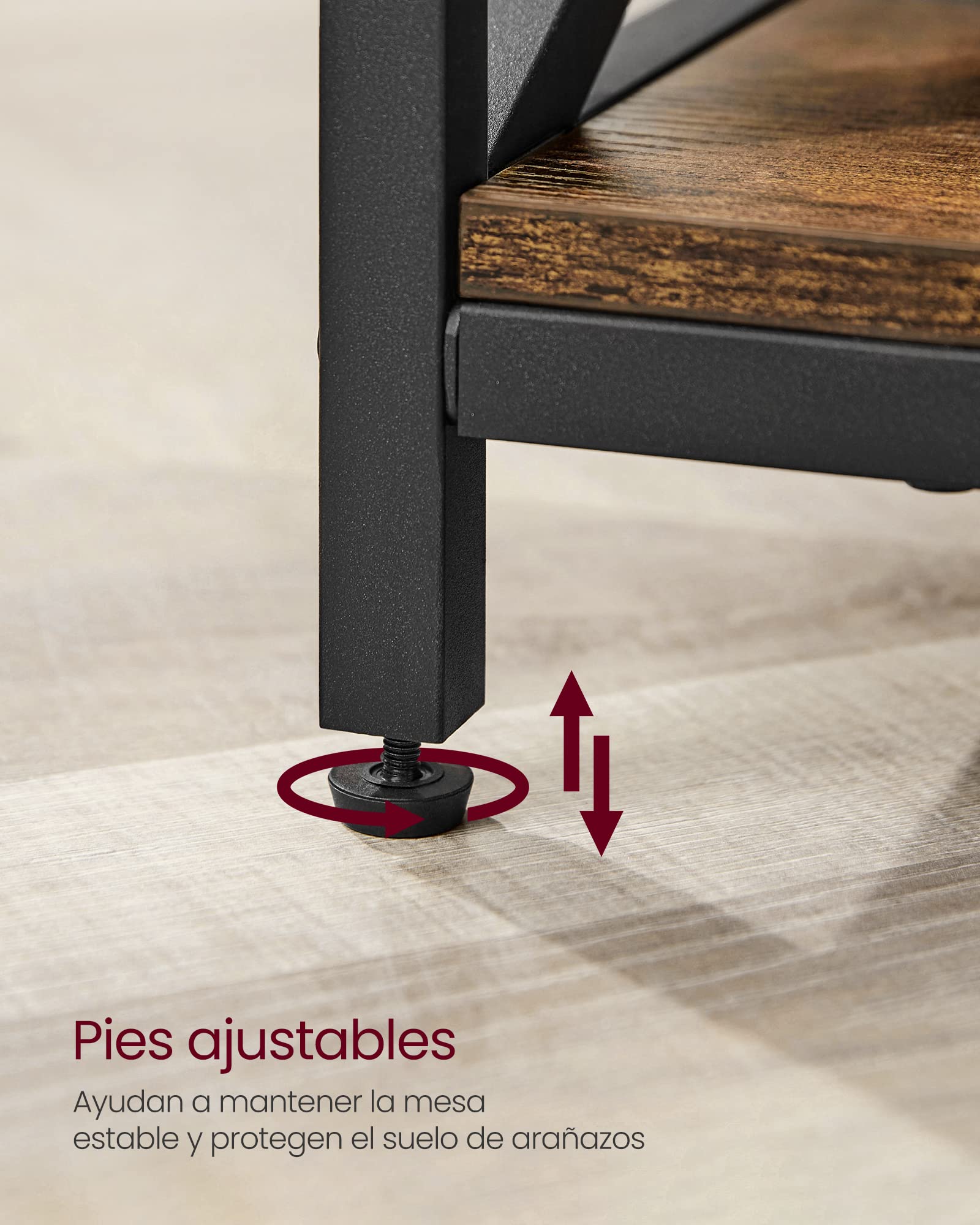VASAGLE Mesa de Centro, Mesa de Café con Tablero Elevable, para Dormitorio, con Espacio Abierto y Oculto, Barras en Forma de X, 60 x 100 x (48-62) cm, Marrón Rústico y Negro LCT205B01