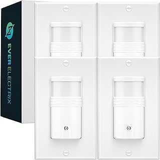 4 Pack Motion Sensor Light Switch, Indoor Occupancy & Vacancy Sensor with Neutral Wire Required, Single Pole only, Adjustable Timer & Sensitivity, Title 24 Compliant, UL Certified, White