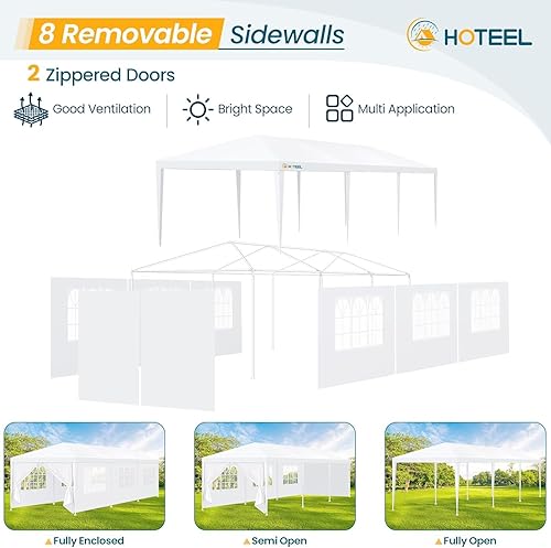 Miniatura 6 de HOTEEL Tienda de campaña para fiestas de 10 x 30 pies con 8 paredes laterales extraíbles para fiestas, bodas, barbacoas, toldo impermeable para